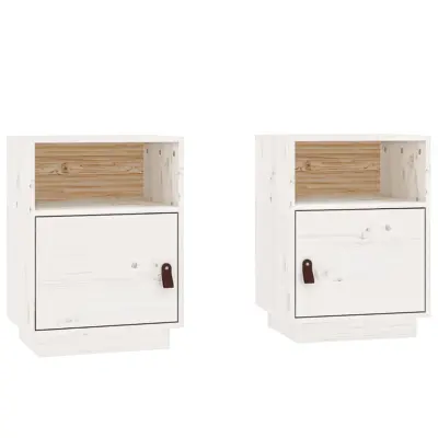 vidaXL Nočna omarica 2 kosa bela 40x34x55 cm trdna borovina