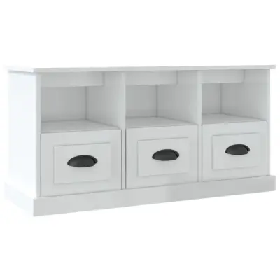 vidaXL TV omarica visok sijaj bela 100x35x50 cm inženirski les