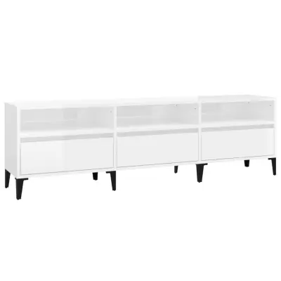 vidaXL TV omarica visok sijaj bela 150x30x44,5 cm inženirski les