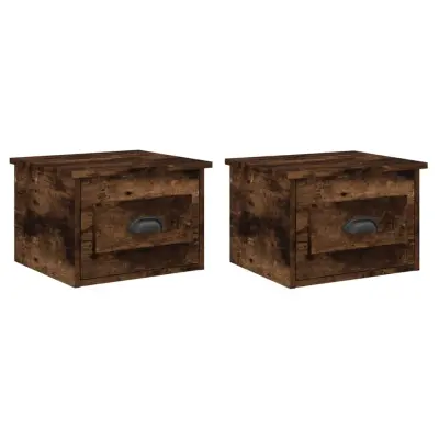 vidaXL Stenska nočna omarica 2 kosa dimljen hrast 41,5x36x28 cm