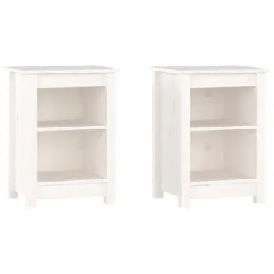 vidaXL Nočna omarica 2 kosa bela 40x35x55 cm trdna borovina