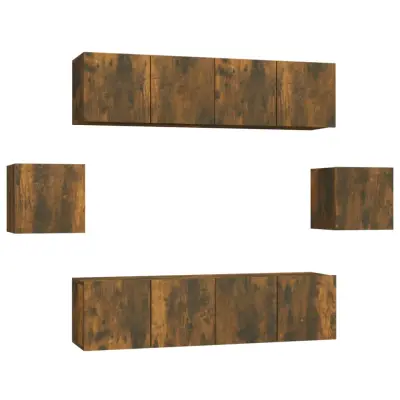 vidaXL Komplet TV omaric 6-delni dimljen hrast inženirski les