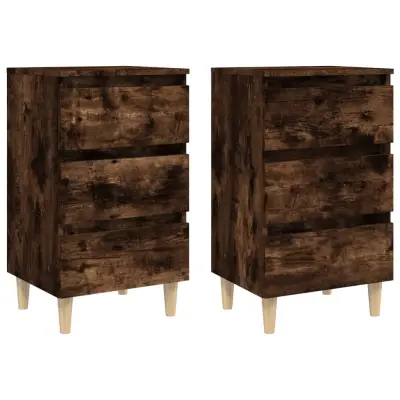 vidaXL Nočna omarica z nogami 2 kosa dimljeni hrast 40x35x69 cm