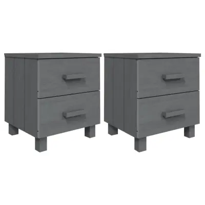 vidaXL Nočna omarica HAMAR 2 kosa temno siva 40x35x44,5 cm borovina