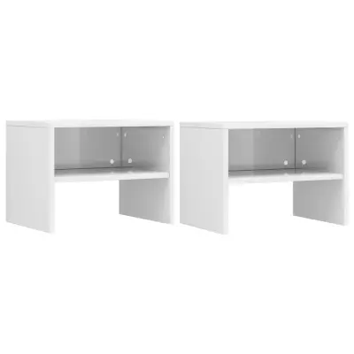 vidaXL Nočne omarice 2 kosa visok sijaj bele 40x30x30 cm iverna plošča