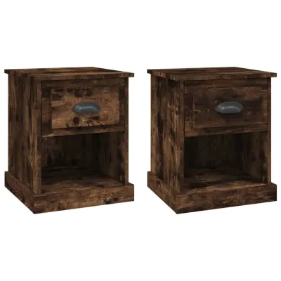 vidaXL Nočna omarica 2 kosa dimljen hrast 39x39x47,5 cm inženirski les