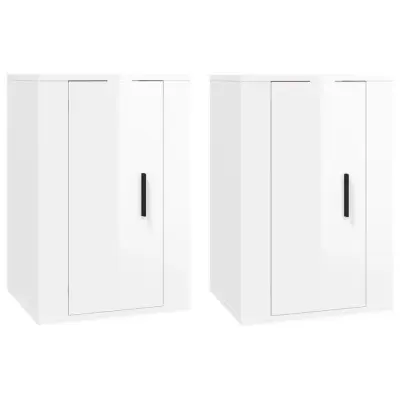 vidaXL Stenska TV omarica 2 kosa visok sijaj bela 40x34,5x60 cm