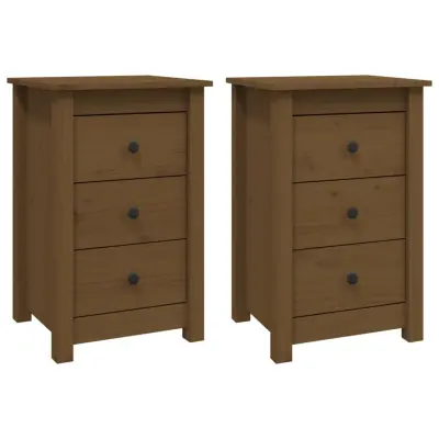 vidaXL Nočna omarica 2 kosa medeno rjava 40x35x61,5 cm trdna borovina