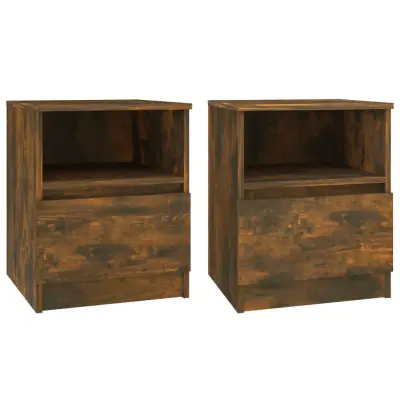 vidaXL Nočna omarica 2 kosa dimljeni hrast 40x40x50 cm inženirski les