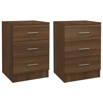 vidaXL Nočna omarica 2 kosa rjavi hrast 38x35x56 cm konstruiran les