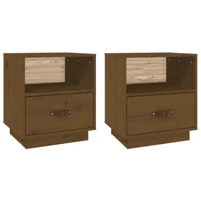 vidaXL Nočna omarica 2 kosa medeno rjava 40x34x45 cm trdna borovina