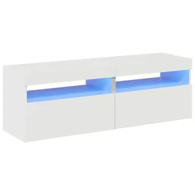 vidaXL TV omarica z LED lučkami 2 kosa visok sijaj bela 60x35x40 cm