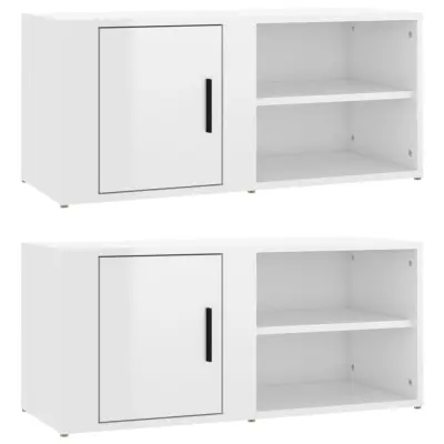 vidaXL TV omarica 2 kosa visok sijaj bela 80x31,5x36 inženirski les