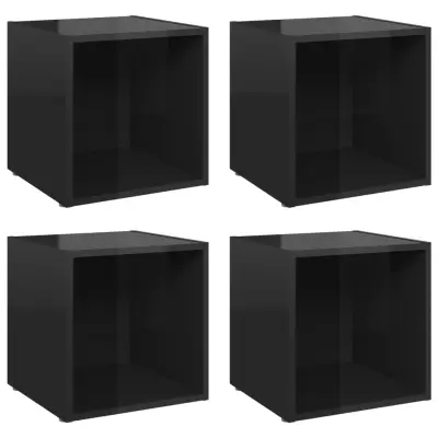 vidaXL TV omarice 4 kosi visok sijaj črne 37x35x37 cm iverna plošča