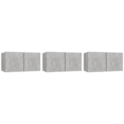 vidaXL Viseče TV omarice 3 kosi betonsko sive 60x30x30 cm iverna pl.
