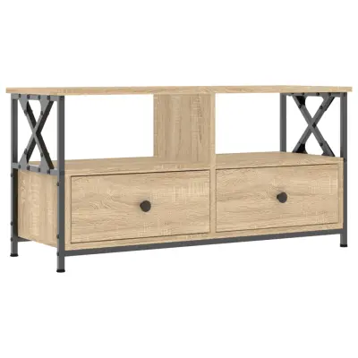 vidaXL TV omarica sonoma hrast 90x33x45 cm inženirski les in železo