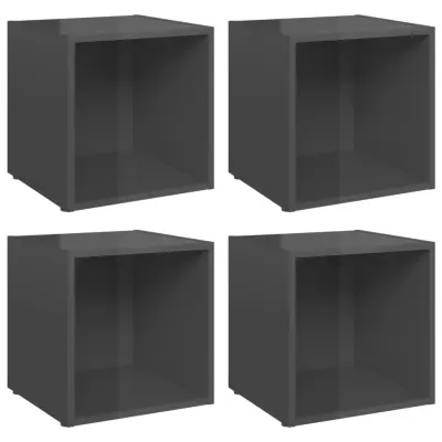 vidaXL TV omarice 4 kosi visok sijaj sive 37x35x37 cm iverna plošča
