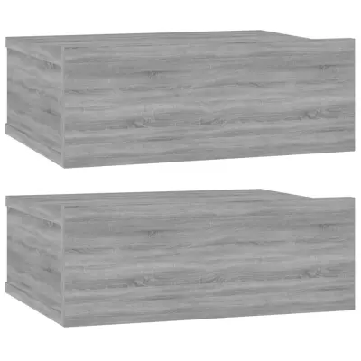 vidaXL Lebdeča nočna omarica 2 kosa siva sonoma 40x30x15 cm inž. les