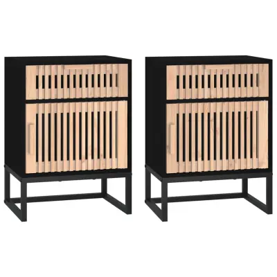 vidaXL Nočna omarica 2 kosa črna 40x30x55,5cm inženirski les in železo