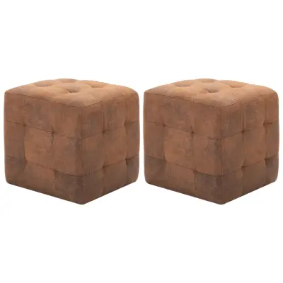 vidaXL Nočne omarice 2 kosa rjave 30x30x30 cm umetno semiš usnje