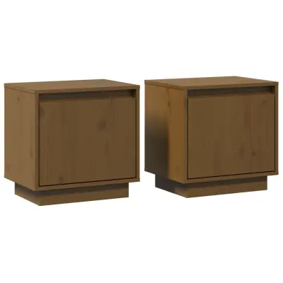 vidaXL Nočna omarica 2 kosa medeno rjava 40x30x40 cm trdna borovina