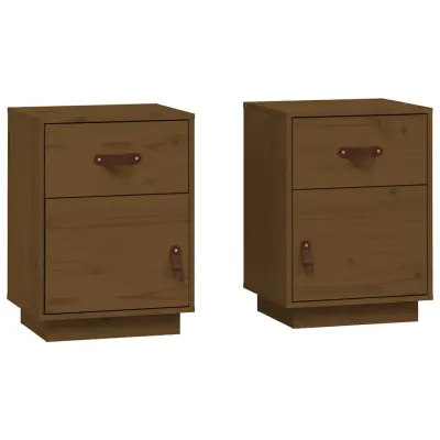 vidaXL Nočna omarica 2 kosa medeno rjava 40x34x55 cm trdna borovina