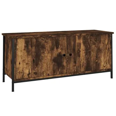 vidaXL TV omarica z vrati dimljeni hrast 102x35x45 cm inženirski les