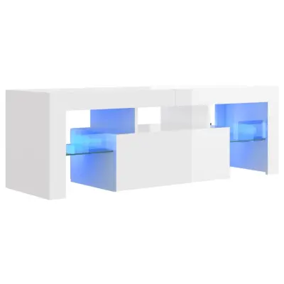 vidaXL TV omarica z LED lučkami visok sijaj bela 120x35x40 cm