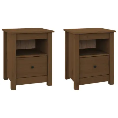 vidaXL Nočna omarica 2 kosa medeno rjava 40x35x49 cm trdna borovina