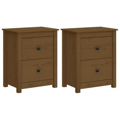 vidaXL Nočna omarica 2 kosa medeno rjava 50x35x61,5 cm trdna borovina