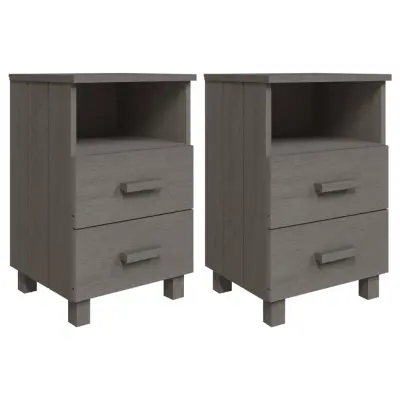 vidaXL Nočna omarica HAMAR 2 kosa svetlo siva 40x35x62 cm trden les