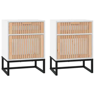 vidaXL Nočna omarica 2 kosa bela 40x30x55,5cm inženirski les in železo