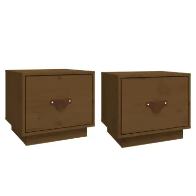 vidaXL Nočna omarica 2 kosa medeno rjava 40x34x35 cm trdna borovina