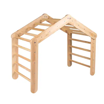 MeowBaby® Gimnastična lestev 112x61x94 cm Trikotnik Trikotnik Pikler Trikotnik za otroke, naravna