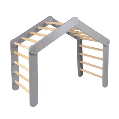 MeowBaby® Gimnastična lestev 112x61x94 cm Trikotnik Trikotnik Pikler Trikotnik za otroke, siva
