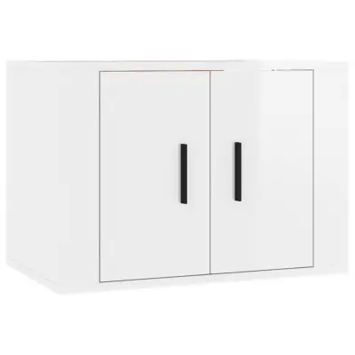 vidaXL Stenska TV omarica visok sijaj bela 57x34,5x40 cm