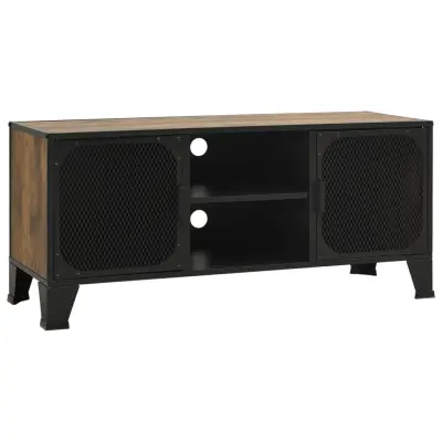 vidaXL TV omarica rustikalno rjava 105x36x47 cm kovina in MDF