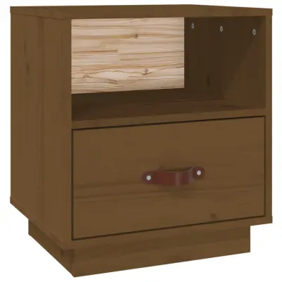 vidaXL Nočna omarica medeno rjava 40x34x45 cm trdna borovina