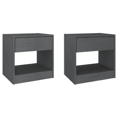 vidaXL Nočna omarica 2 kosa siva 40x31x40 cm trdna borovina