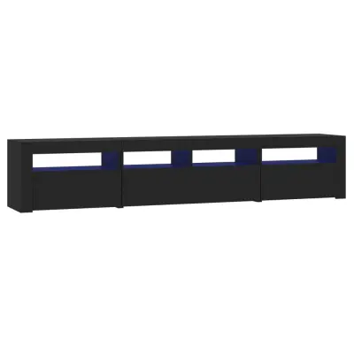 vidaXL TV omarica z LED lučkami črna 210x35x40 cm