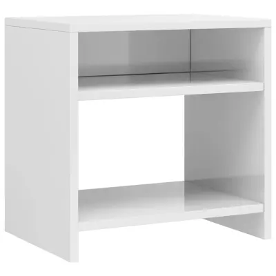 vidaXL Nočna omarica visok sijaj bela 40x30x40 cm iverna plošča