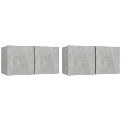 vidaXL Viseča TV omarica 2 kosa betonsko siva 60x30x30 cm