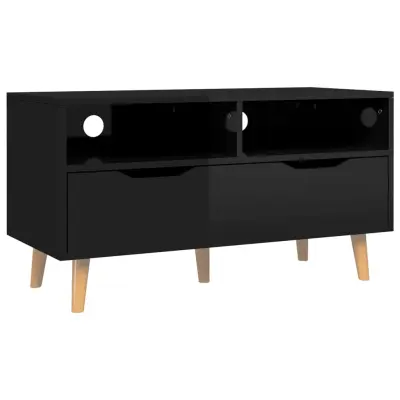 vidaXL TV omarica visok sijaj črna 90x40x48,5 cm inženirski les