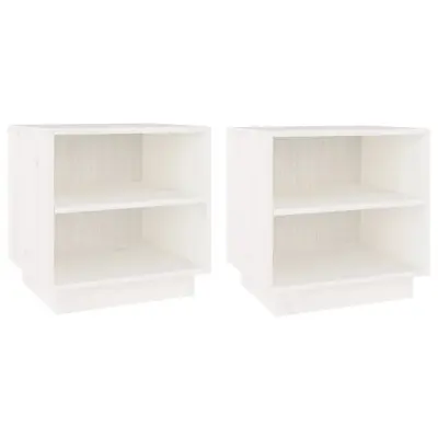 vidaXL Nočna omarica 2 kosa bela 40x34x40 cm trdna borovina