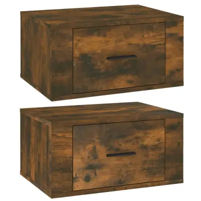 vidaXL Stenska nočna omarica 2 kosa dimljen hrast 50x36x25 cm
