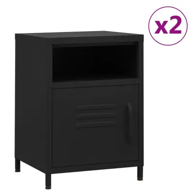 vidaXL Nočne omarice 2 kosa črne 35x35x51 cm jeklo