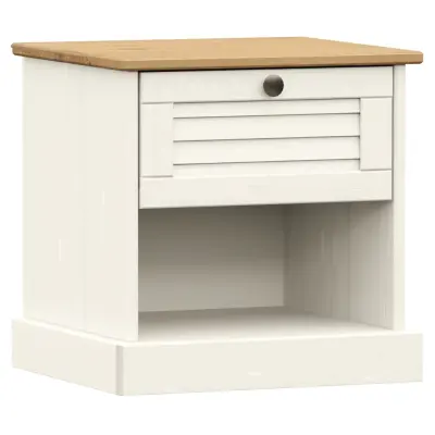 vidaXL Nočna omarica VIGO bela 42x35x42 cm trdna borovina
