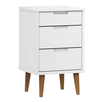 vidaXL Nočna omarica MOLDE bela 40x35x65 cm trdna borovina