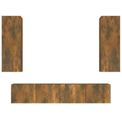 vidaXL Komplet TV omaric 4-delni dimljen hrast inženirski les