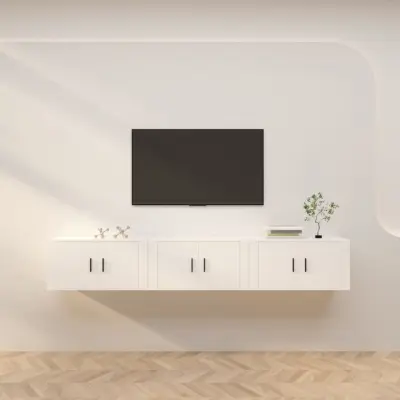 vidaXL Stenska TV omarica 3 kosi bela 80x34,5x40 cm